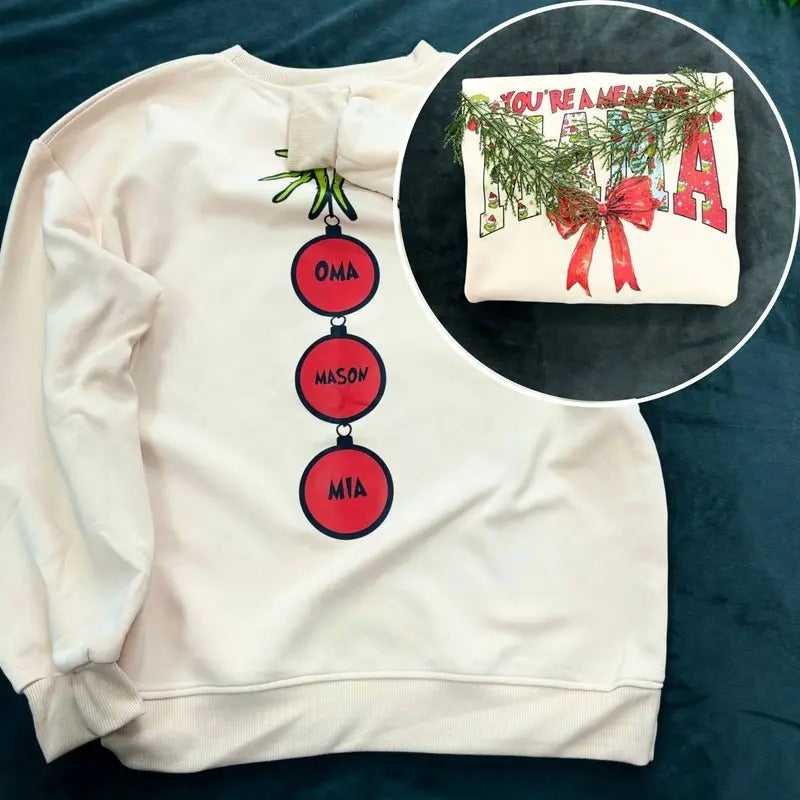 Custom Mama With Kids Names Sweatshirt, Mama Christmas Shirt, Gift For Mama Grandma, Name Can Be Changed, Family Sweatshirt