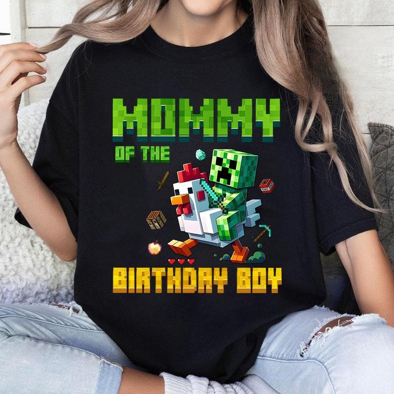 Custom Mommy Minecraft Birthday Shirt, Minecraft Shirt, Custom Name Age Birthday Shirt, Happy Birthday, Birthday Minecraft Shirtstyle{n002}2