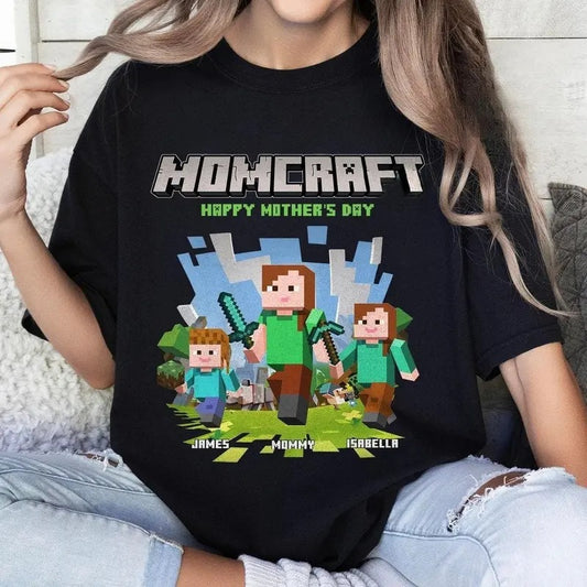 Custom Personalized MomCraft T-shirt, Happy Mother's Day Shirt, Chicken Jockey Gaming, Happy Mother's Day Gift, Trending Game Unisex Tee
