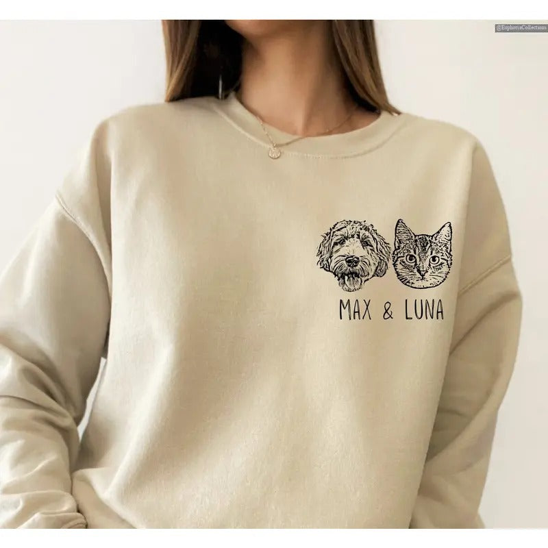 Custom Pet Sweater Using Pet Photo + Name Custom Dog Portrait Sweater Personalized , Global Trending Outfits