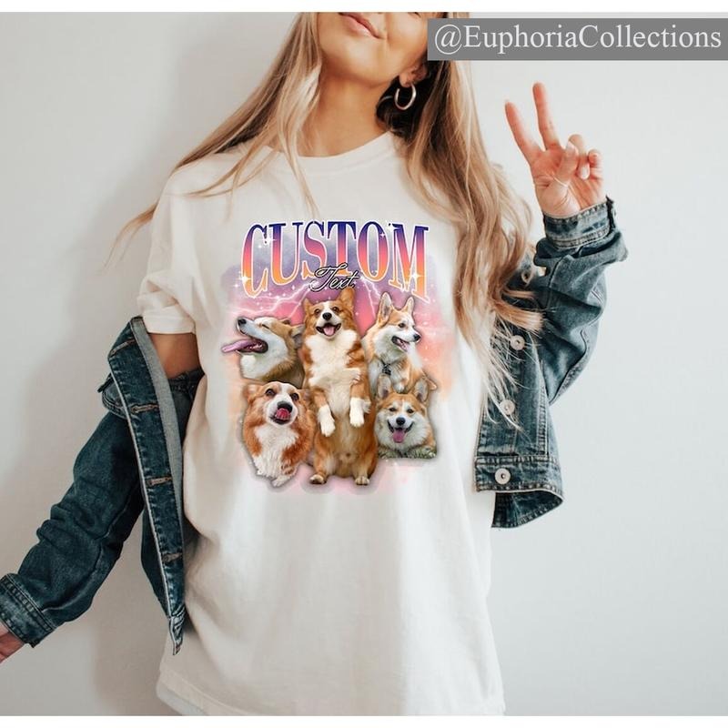 Custom Retro Dog Cat Shirt, Personalized Pet Tee, Custom Photo Vintage 90s Graphic, Bootleg Rap Dog Shirt, Custom Design Tshirt , Global Trending Outfits