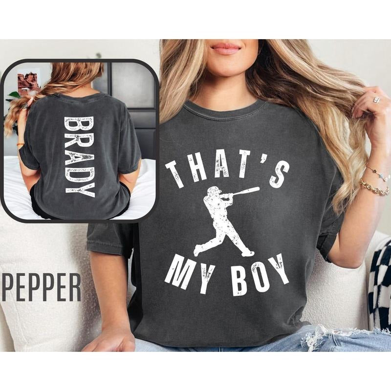 Custom That's My Boy Baseball Mom Shirt, Personalized Gift for Mom Dad, Cute Baseball Mom Sweatshirt, Baseball Mom Shirt