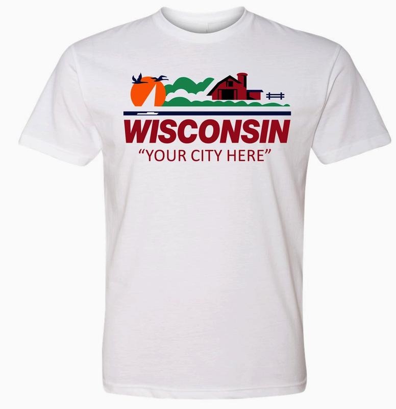 Customize Wisconsin License Plate Men's Shirt, Customize with Your City, Funny Valentines & Father's Day Gift Menswear Top Crewneck Streetwear