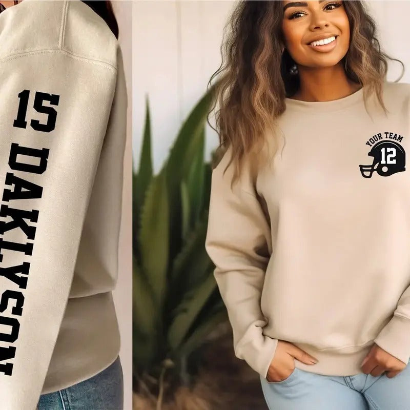 Customized Football Sweatshirt, Your Name Football Shirt, Custom Football Shirt, Game Day Shirt, Football Season Shirt, Football Mom Shirt Womenswear Hoodie Womenswear Hoodie Tops Comfort Casual Pullover
