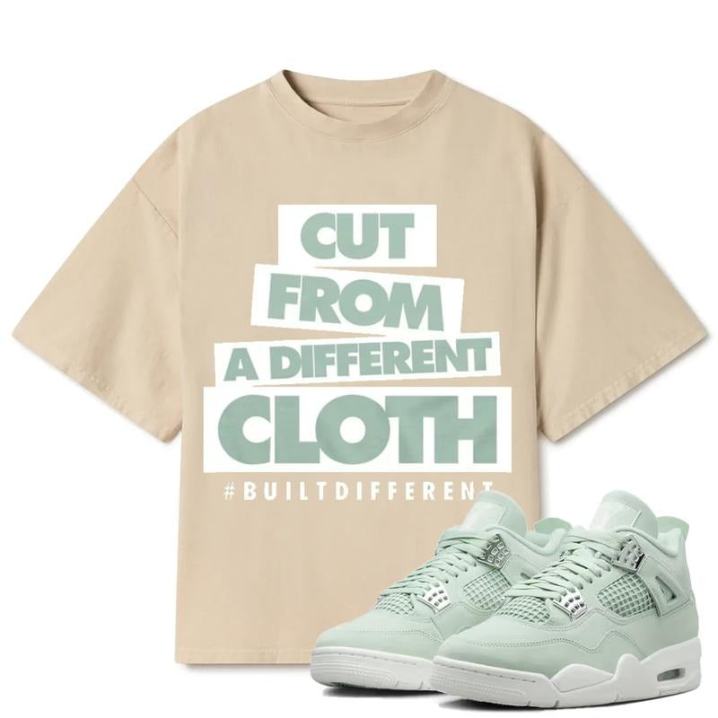 Cut From A Diffrent Cloth BuiltDiffrent Match 4s Seafoam Outfits Sneakers, Cotton T-shirt Y2K Style, Unisex Graphic Tee with Streetwear Appeal