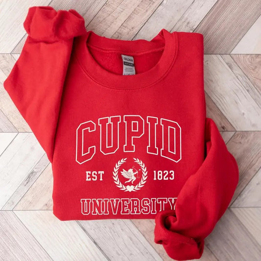 Cute Cupid University Sweatshirt, Cute Valentine's Day Shirt, Funny College Sweatshirt, Love Crewneck Sweatshirt, Cupid Sweater