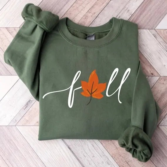 Cute Fall Leaf Sweatshirt, Fall Cute Gift Sweatshirt, Fall Sweatshirt, Women Fall Shirt, Autumn Sweatshirt, Autumn Gift Sweatshirt, Gift Tees, Fall Leaf Sweatshirt