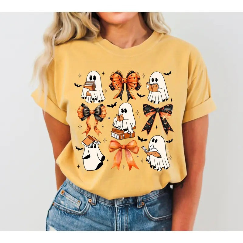 Cute Ghosts, Book Lover, Western, Witch, Aesthetic, Meme, Halloween, Costume, Tshirt, Women's Comfort Colors Tshirt, Halloween Tee, Witch, Spooky, Ghost