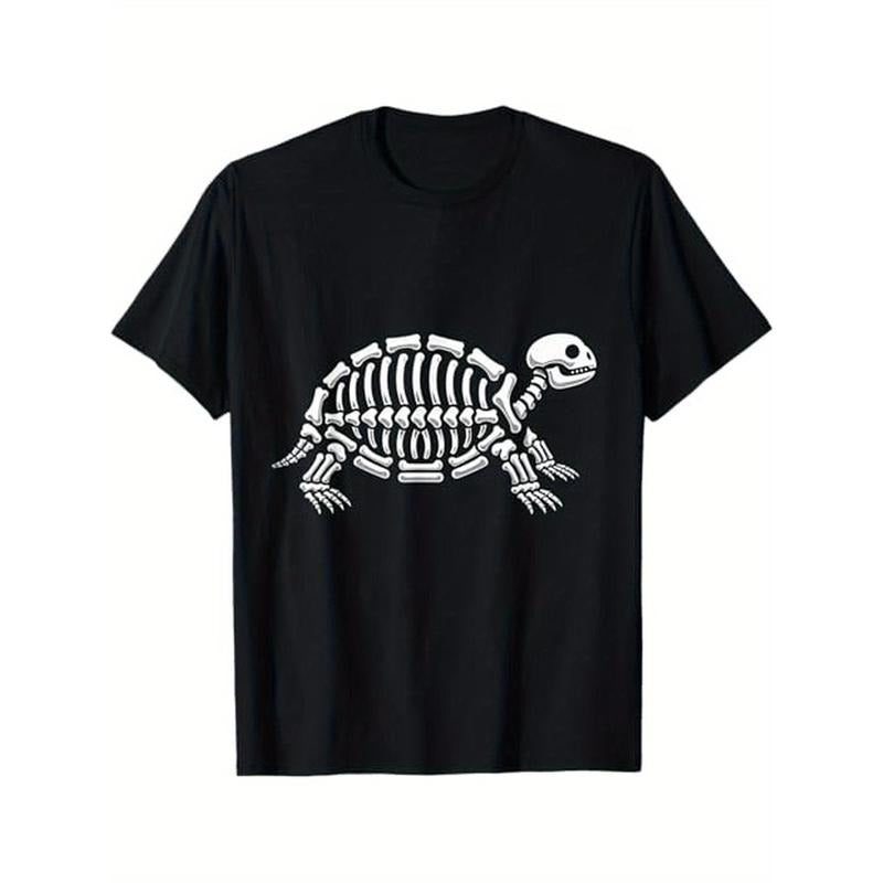 Cute Halloween Turtle Skeleton Tortoise Fossils Archeologist Men Women T - Shirt, 100% Cotton, Gifts for Friends Who Love Archaeology, S - XXXL, Black made in usa