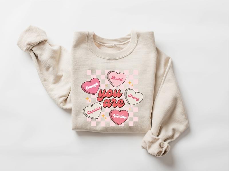 Cute Teacher Valentine Sweatshirt, Retro Heart Sweatshirt DRG, Women's Valentines Day Sweatshirt DRG, Love Valentine Sweatshirt