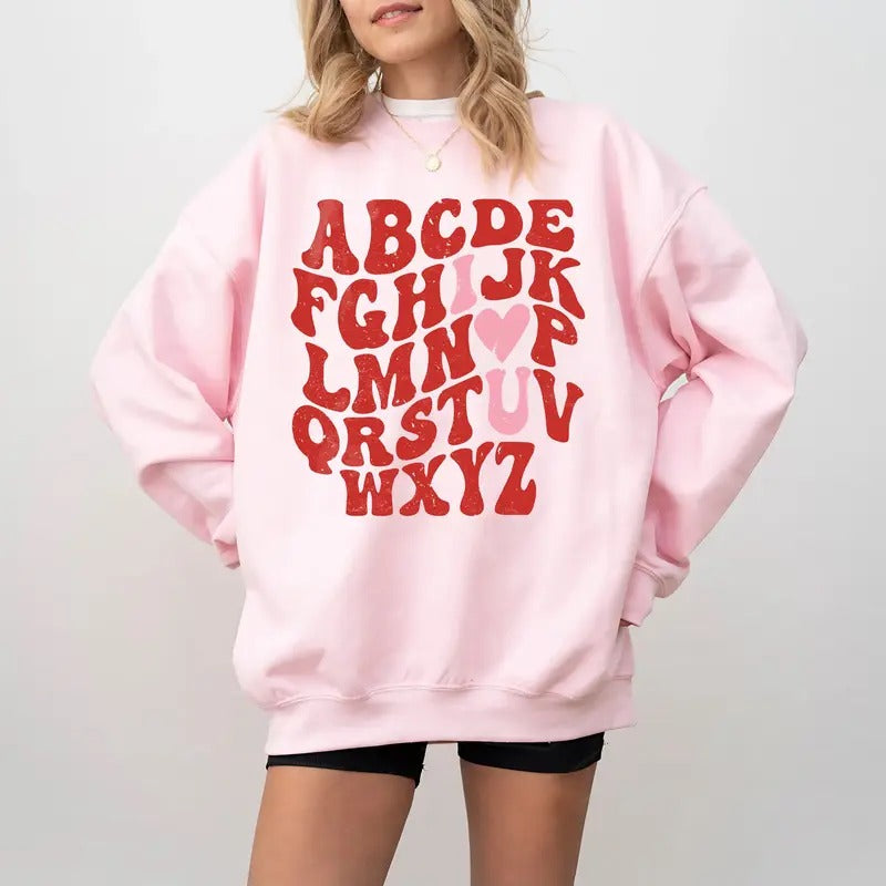 Cute Teacher Valentine shirt, Teacher Alphabet Shirt, Back to School Shirt, Gift For Her