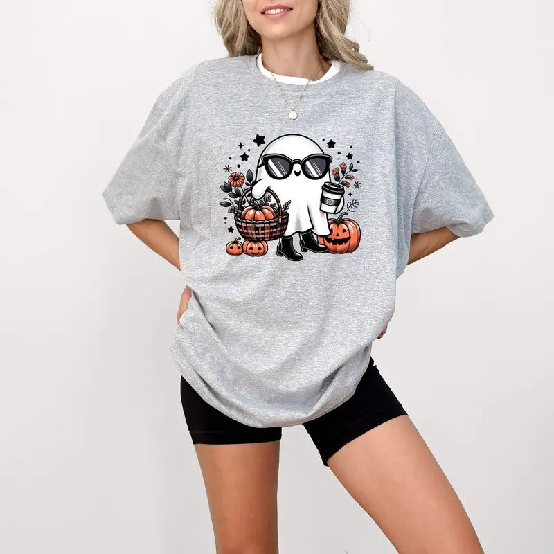 Cute ghost T-Shirt, Halloween T-Shirt, Coffee T-Shirt, Bougie T-Shirt, Bougie Ghost, Halloween T shirt Trending Halloween T-Shirt, Ghost Coffee Halloween Fall Pumpkin T-Shirt