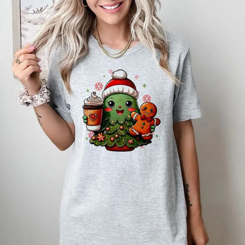 Cutie Christmas Tree - T-Shirt - Print is Sublimation, Unisex T-Shirt, Funny Tee,Gift Idea, Relaxed Fit, Casual Apparel, Great with Jeans, Womenswear Graphic