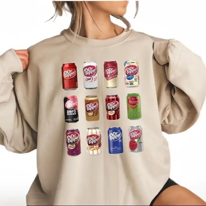 DR.PEPPER Sweatshirt, Dr.pepper Cans Sweatshirt, Vintage Womens Trendy Sweatshirt Cotton Womenswear Check Fit