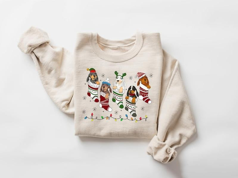Dachshund Christmas Sweatshirt, Christmas Dog Tshirt, Xmas Dachshund Sweater, Christmas Gift For Dachshund Mom, Dog Lover Christmas Tshirt