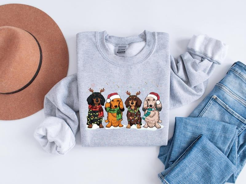 Dachshund Christmas Sweatshirt, Dachshund Christmas Shirt, Dog Lover Gift, Dachshund New Year Shirt, Christmas Crewneck, Dachshund Mom Shirt