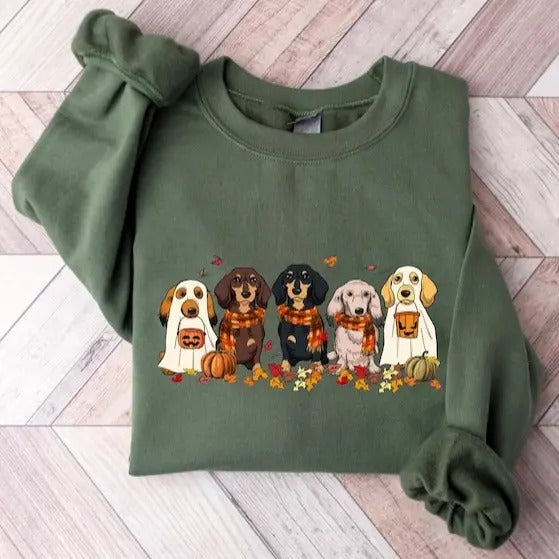 Dachshund Fall Dogs Sweatshirt, Dachshund Dog Mom Sweatshirt, Fall Dog Tees, Autumn Dog Gift Sweatshirt, Dog Lovers Tees, Fall Dogs Sweatshirt