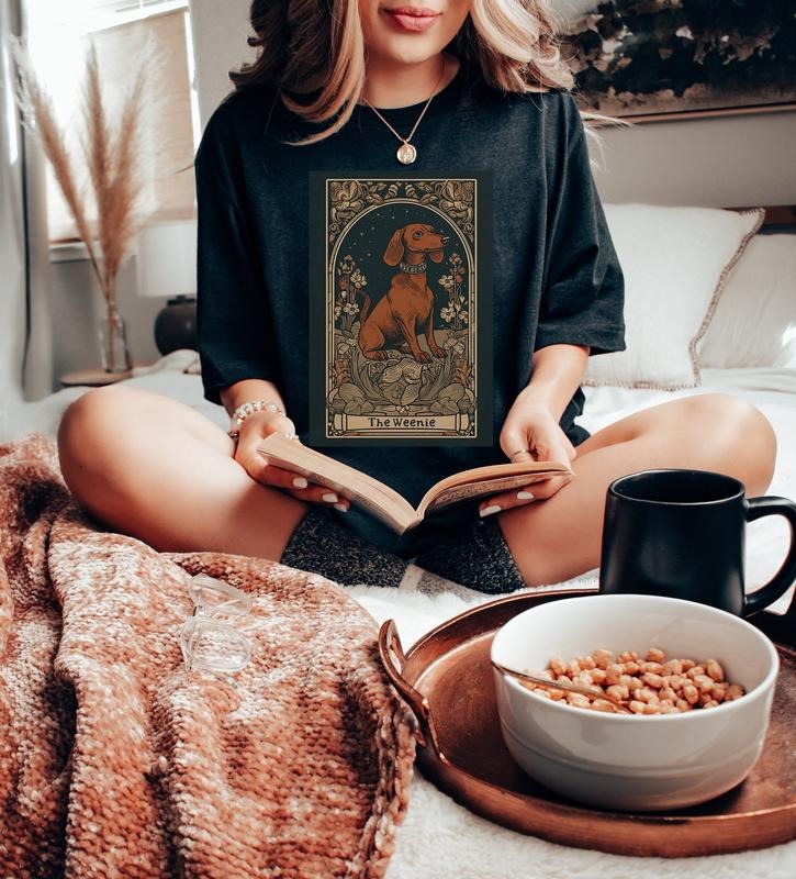 Dachshund T Shirt, Doxie Shirt, Weiner Dog Shirt, Weenie Dog T Shirt, Dachshund Mom Gift, Tarot Card Shirt, Gift For Dachshund Mom