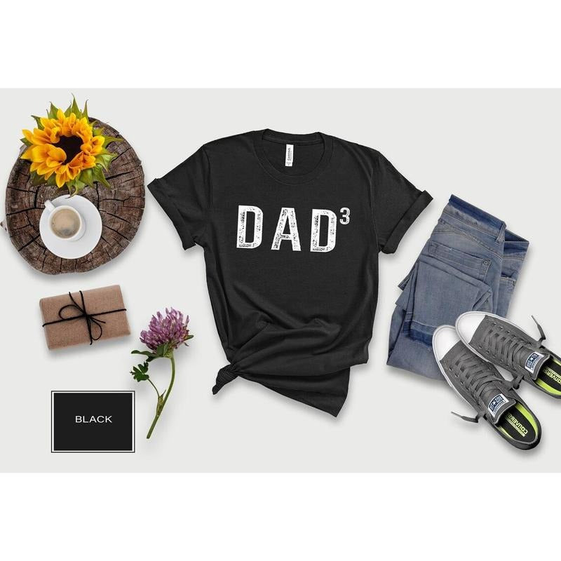 Dad 3 Men's T shirt, Dad Squared Shirt, Dad Of 3 Shirt, Father of 3 Kids, Fathers Day Shirt