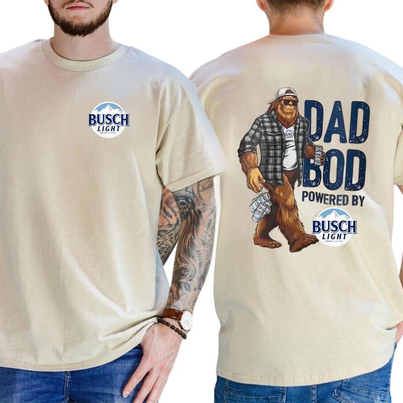Dad Bod Powered by Busch Light Funny Bigfoot Sasquatch Shirt, Gift for Husband from Wife, Father's Day Gift Unisex Classic Cotton, Comfort Fabric Shirt
