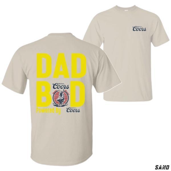 Dad Bod Tshirt - Powered By Coors Banquet Beer Graphic - Unisex Relaxed Fit Short Sleeve Machine Washable - Boyfriend Gift - Menswear Funny