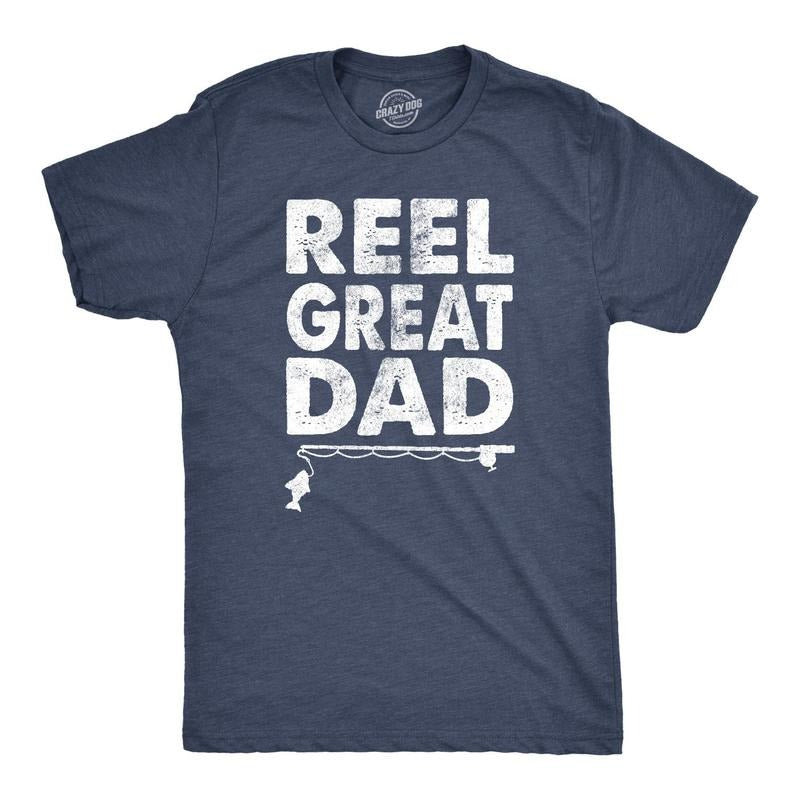 Dad Fishing Shirts Funny Father's Day Reel Cool Dad Papa Grandpa Tee Mens Funny T Shirts Cool Tees Soft Stylish Casual Menswear Dad