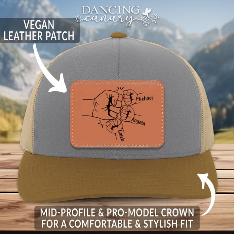 Dad Fist Bump Hat Father's Day Gift from Kids Personalized Dad and Baby Trucker Hat Husband Son Birthday Christmas Present New Dad Gift