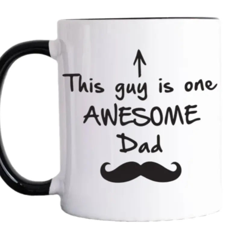 Dad Gifts From Son, Daughter, This Guy Is One Awesome Dad Funny Coffee Mug, Dad-Themed Fathers Day Gifts For Daddy From Wife, Husband Cup, 11 15oz Ceramic Cup