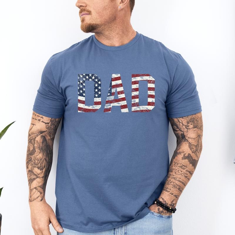 Dad, Patriotic, American Flag, Stars Stripes, Father's Day, Fourth of July, USA, Soft Style T-Shirt, Soft Style Tee, Men's Graphic Tshirt
