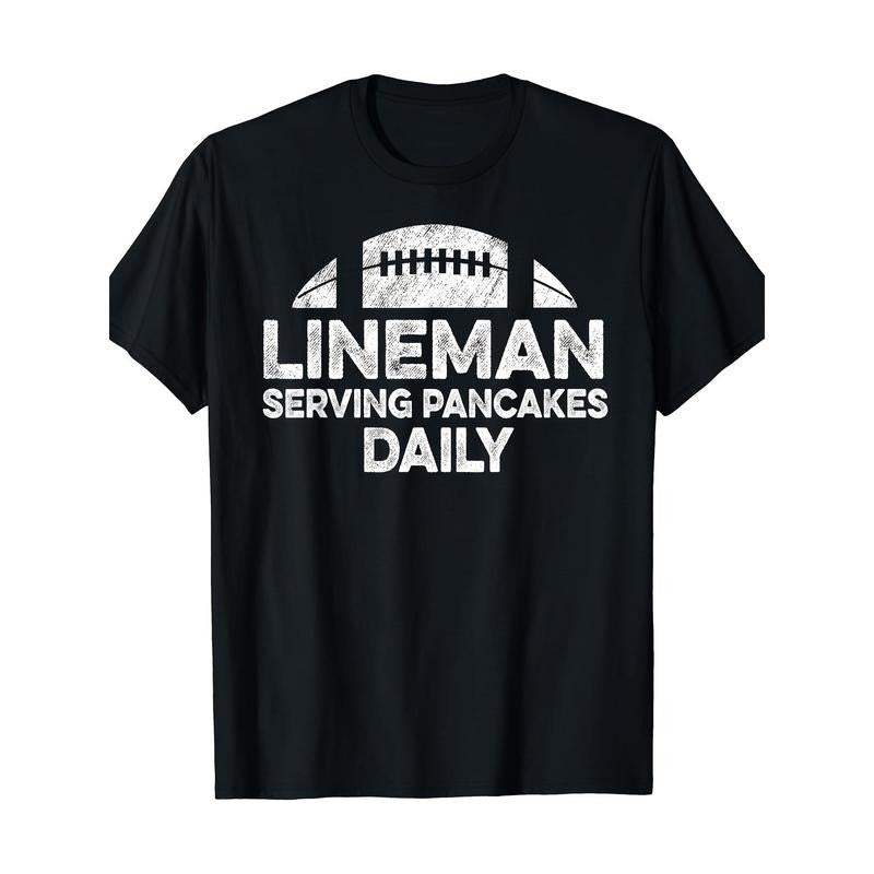 Daily wear gift preferred men's crewneck T-shirt, linebackers daily supply pancake football offensive lineman T-shirt, men's T-shirt made in usa