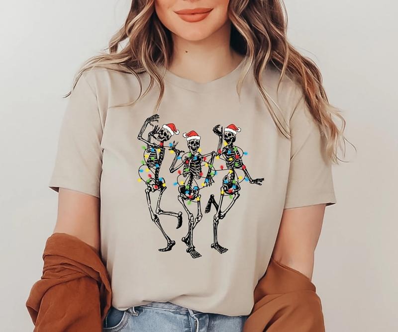 Dancing Skeleton Christmas Sweatshirt, Christmas Skeleton T-Shirt, Jolly Skeleton Xmas Tee Shirt, Holiday Shirt, Gift For Christmas