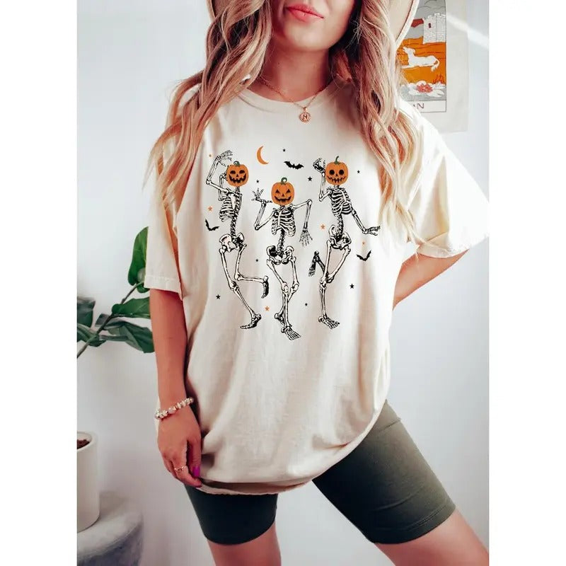 Dancing Skeleton Pumpkin Shirt, Retro Halloween Shirt, Womens Halloween Shirt, Cute Fall Shirt, Spooky Season, Pumpkin Face T-shirt, sweater and Hoodie