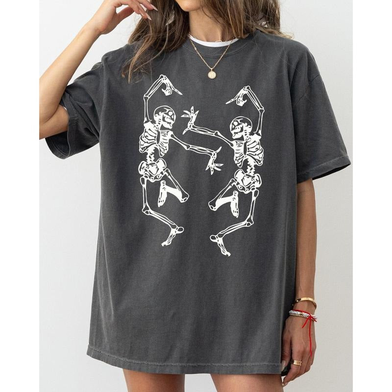 Dancing Skeletons, Ghost, Witch, Skull, Spooky, Aesthetic, Meme, Halloween, Costume, Tshirt, Women's, Comfort Colors Tee, Spooky, Tshirt, Witch, Pumpkin, Ghost, Skeleton