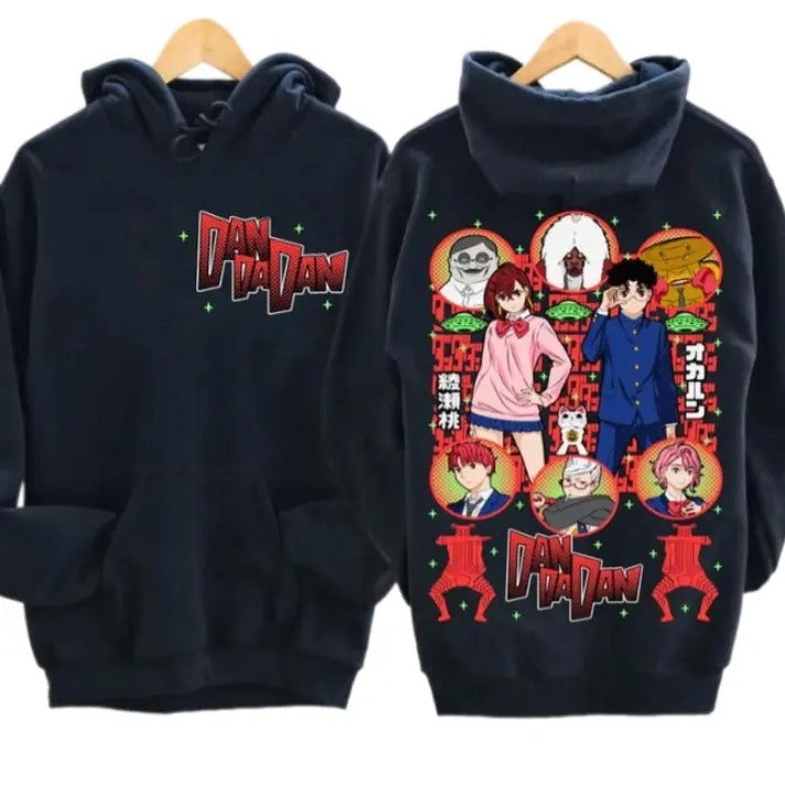 Dandadan Anime Unisex Hoodie, Anime Vintage Grunge Gothic Metal Graphic Hoodie, Japanese Anime Pullover gift Hoodie 2 sided