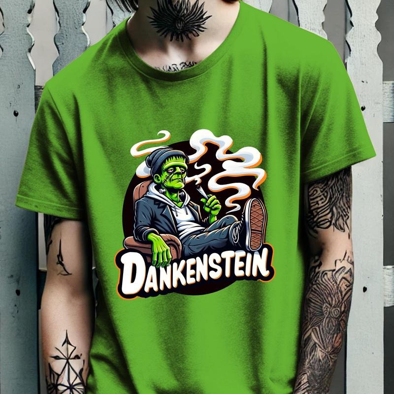 Dankenstein Tee Halloween Shirt Funny Frankenstein Top Spooky Season Monsters Tee Smoker Shirt 420 Shirt