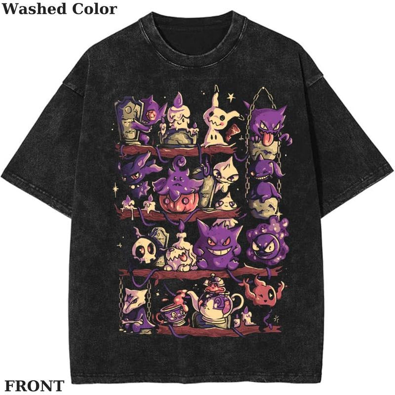 Dark Pokemon Ghost Shelf - halloween Graphic shirt, Poke Shirt, PKM TShirt, Anime Cute Shirt, Vintage T-Shirt Menswear Top Underwear Tshirt