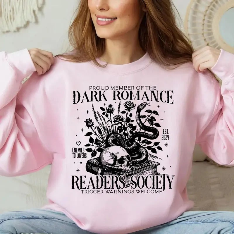 Dark Romance Readers Society Shirt, Book Lover, Bookish Shirt, Smut Lover Gift, Dark Romance Book, Spicy Book Lover, Bookworm Pullover Tee