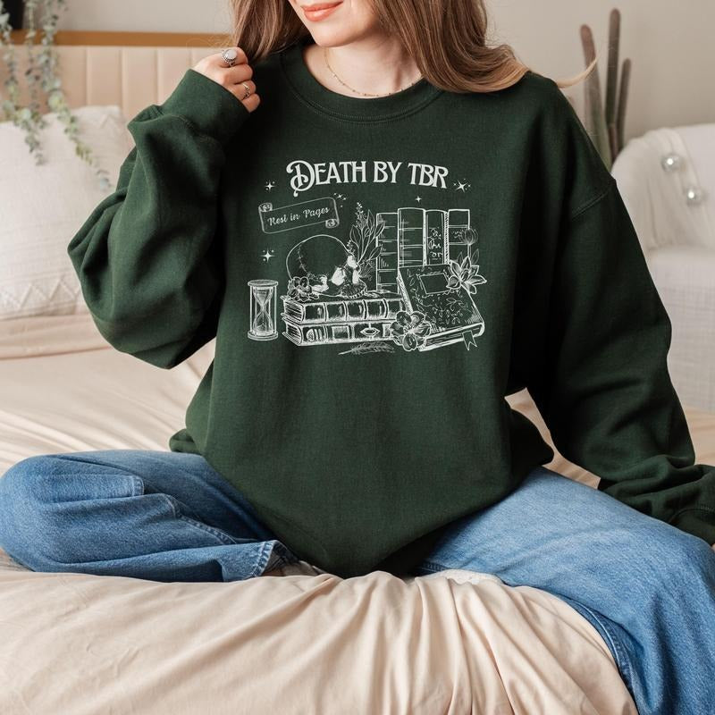 Death by TBR T-Shirt, Introvert Booktok Booknerd Sweatshirt, Bookworm Hoodie, Read Booklover Gift for Her, Bookstagram Sweater, Bookish Merch