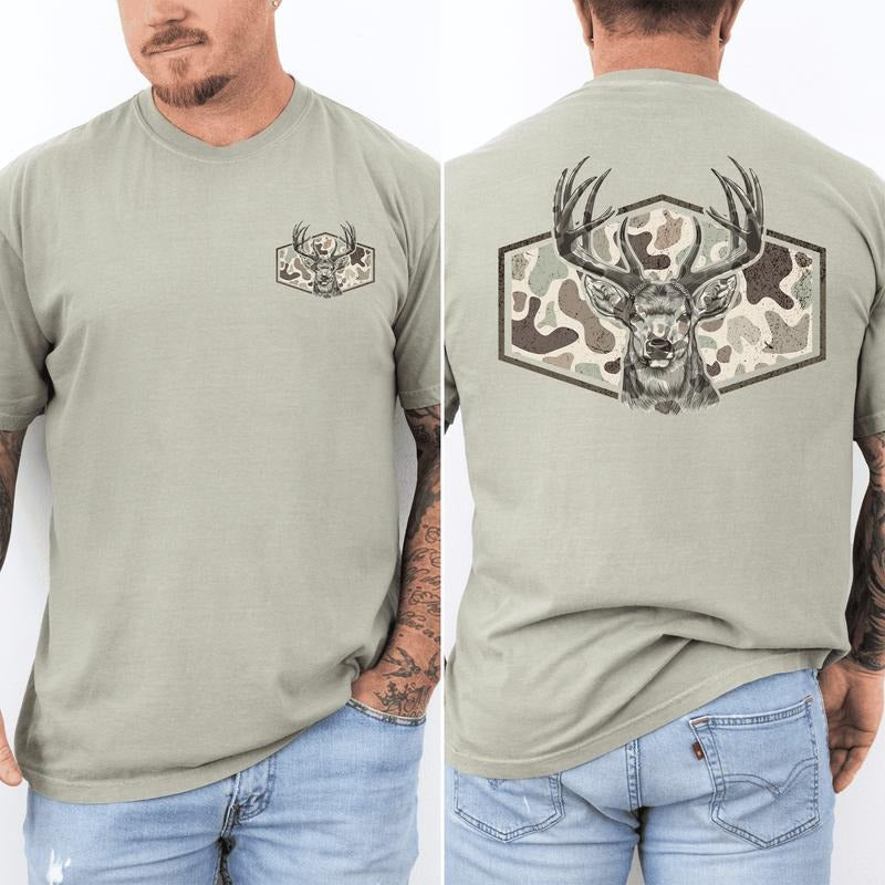 Deer Hunting, Camo, Camouflage, Dad, Father's Day, Husband, Guy Gift, Old School, Comfort Colors T-Shirt, Comfort Colors Tshirt, Men's Tee