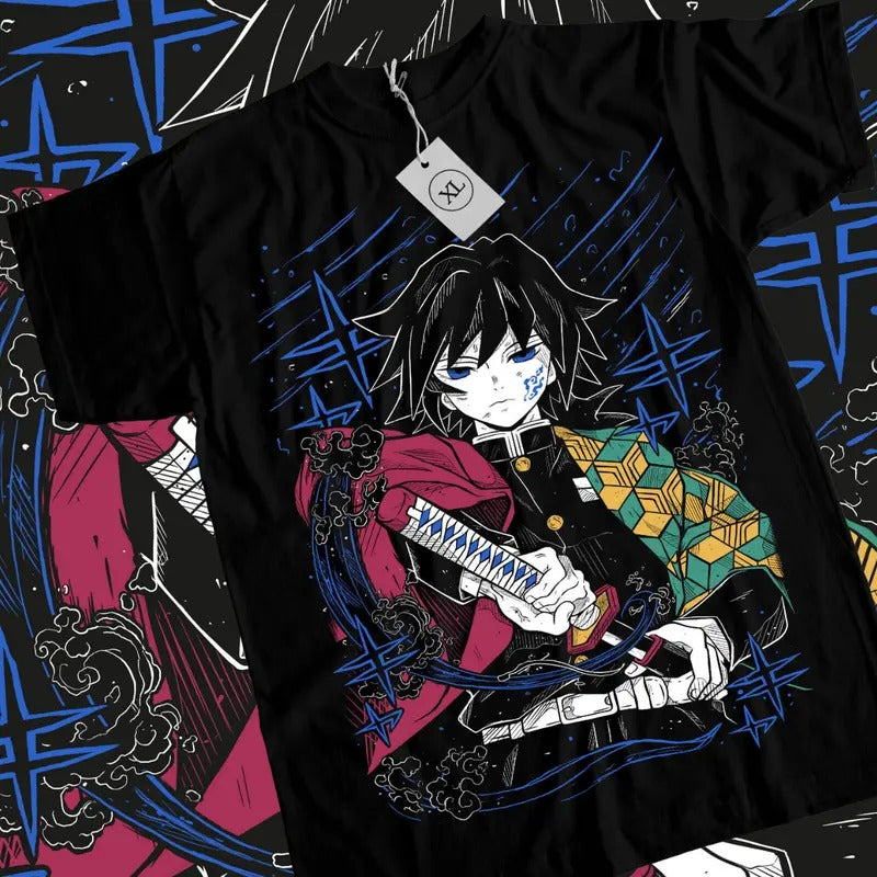 Demon Slayer KnY T-Shirt & Sweatshirt, Giyu Tomioka Graphic Tee, Anime Manga Lover Gifts Cotton Dragon