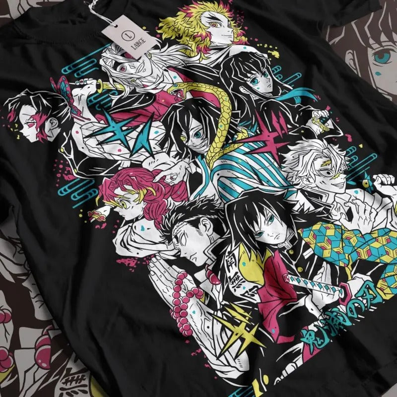 Demon Slayer Tee - The Nine Hashira Unisex T-Shirt with Anime Manga Design, Classic Cotton, Perfect Gift for Fans of the Series