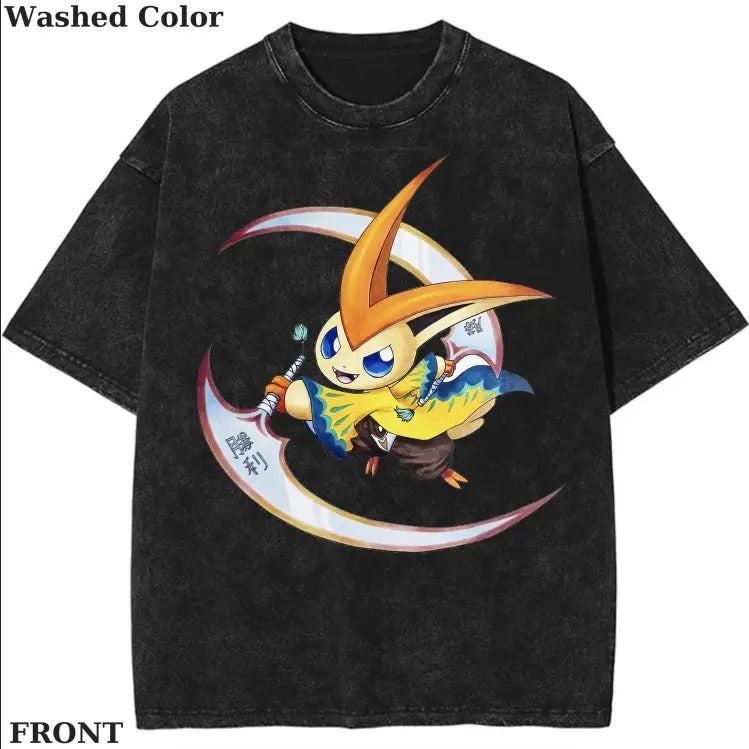Demon Slayer Victini! Always go for victory T-shirt, Pokemon Graphic T-shirt, Anime T-shirt, Funny T-shirt, Vintage Graphic Tee, Cotton Streetwear