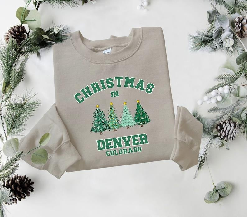 Denver Christmas Sweatshirt, Colorado Sweater, State Shirt, Personalized City Name Shirt, Christmas Trip Sweatshirt, Christmas tree T-shirt, sweater and Hoodie