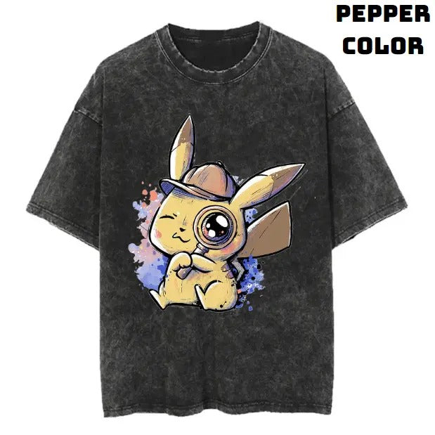Detective Pikachu Vintage Tee, Pikachu Shirt, Pokemon Shirt, Anime Manga Shirt, Halloween Shirt, Vintage Graphic Tee, Unisex T-Shirt, Gift For Fan Pokemon, Crewneck Short Sleeve Shirt Top Menswear Streetwear