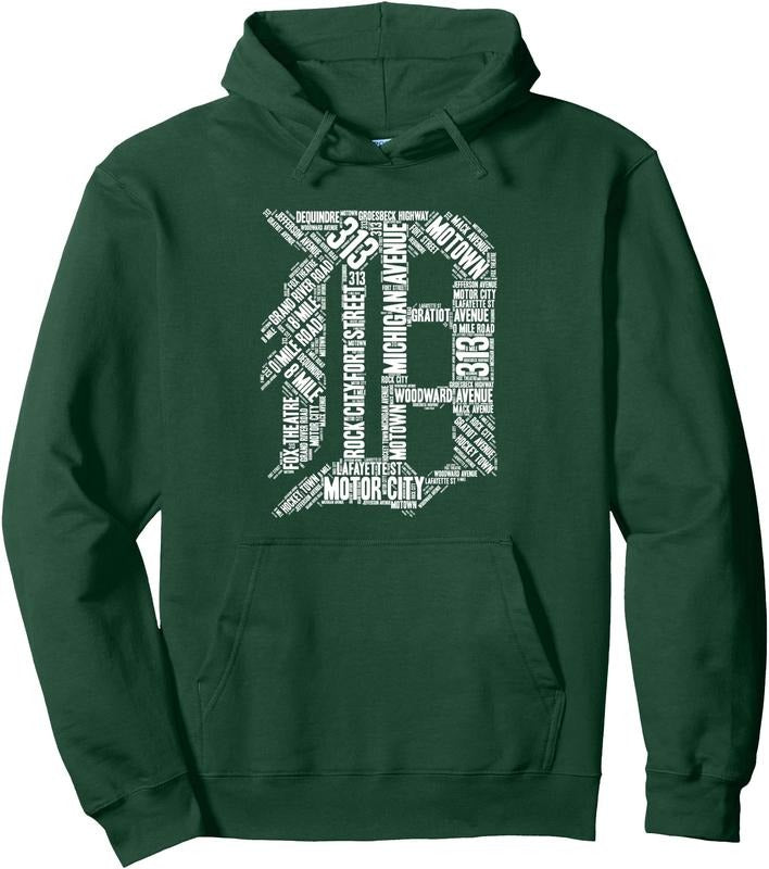 Detroit Graphic D Hoodie | Unisex Hooded Sweatshirt, Size S-3XL