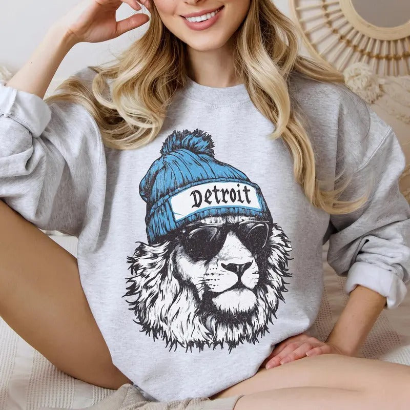 Detroitt Footballl Crewneck Sweatshirt, Vintage Sports Fan Apparel, Trendy Game Day Gift, Unisex Detroitt Sweatshirt, Detroitt Footballl Fan