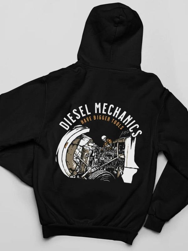 Diesel Mechanics HBT - Hoodie Pullover Casual Hoodie Menswear Tops Stylish Hoodie Long Sleeve