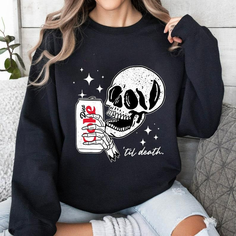 Diet Coke Sweatshirt, Til Death Diet Coke Crewneck, Diet Coke Lover, Trendy Sweatshirt, Funny Diet Coke Skeleton, Gift for Diet Coke Drinker