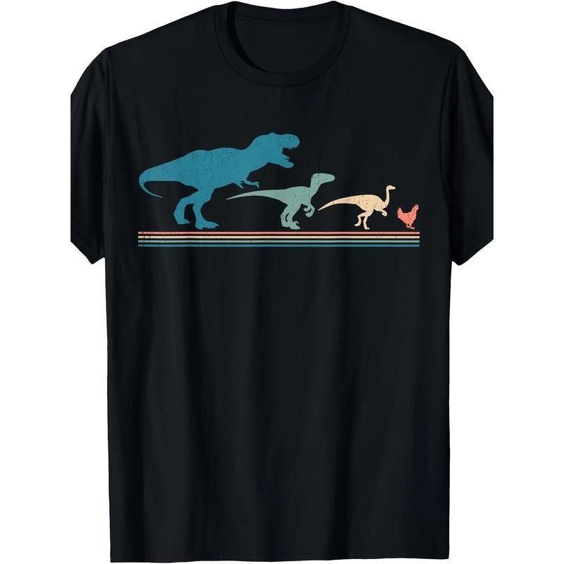 Dinosaur Chicken Evolution Funny Vintage Retro 70S T-Shirt Made in USA
