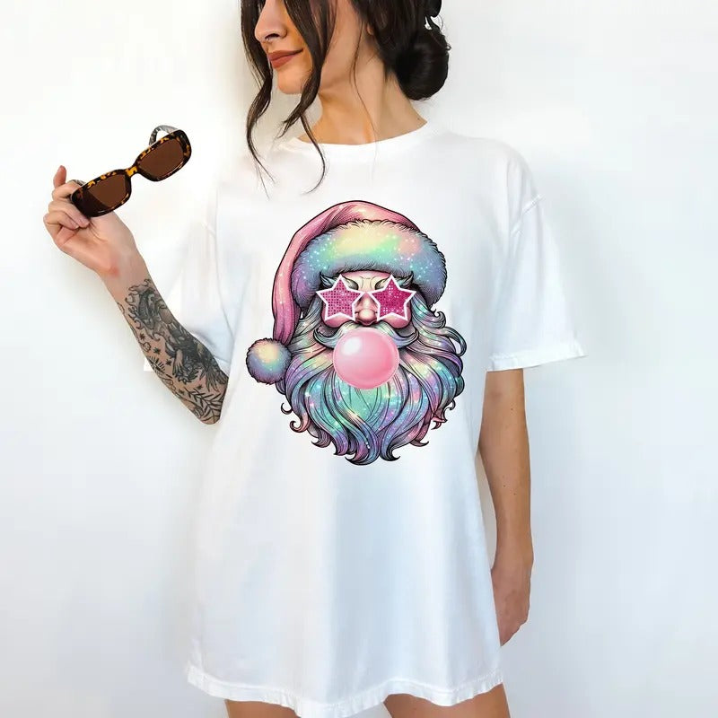 Disco Santa - T-Shirt - Print is Sublimation, Unisex T-Shirt, Funny Tee,Gift Idea, Relaxed Fit, Casual Apparel, Great with Jeans, Womenswear Graphic